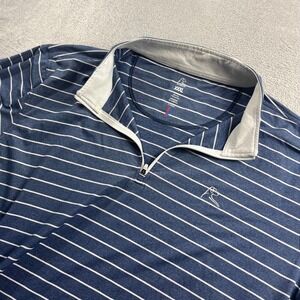 Rhoback Mens XXXL Blue White Striped Performance Quarter Zip Pullover 3XL